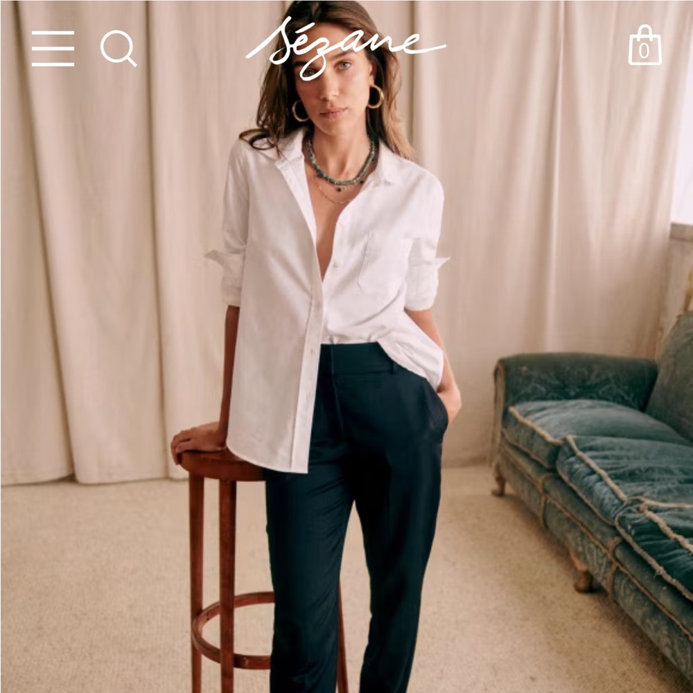 Sezane Tomboy Shirt White - Size 4